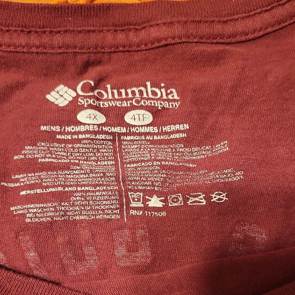 Columbia Maroon Short Sleeve Tee Soft Comfortable Casual - Picture 2 of 5